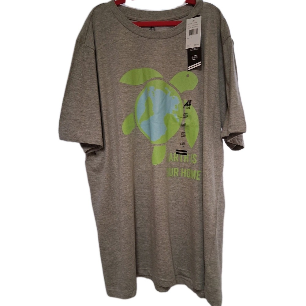 ADTN Men's Gray Turtle Graphic Short Sleeve T-Shirt Size XL (Earth Is Our‎ Home)